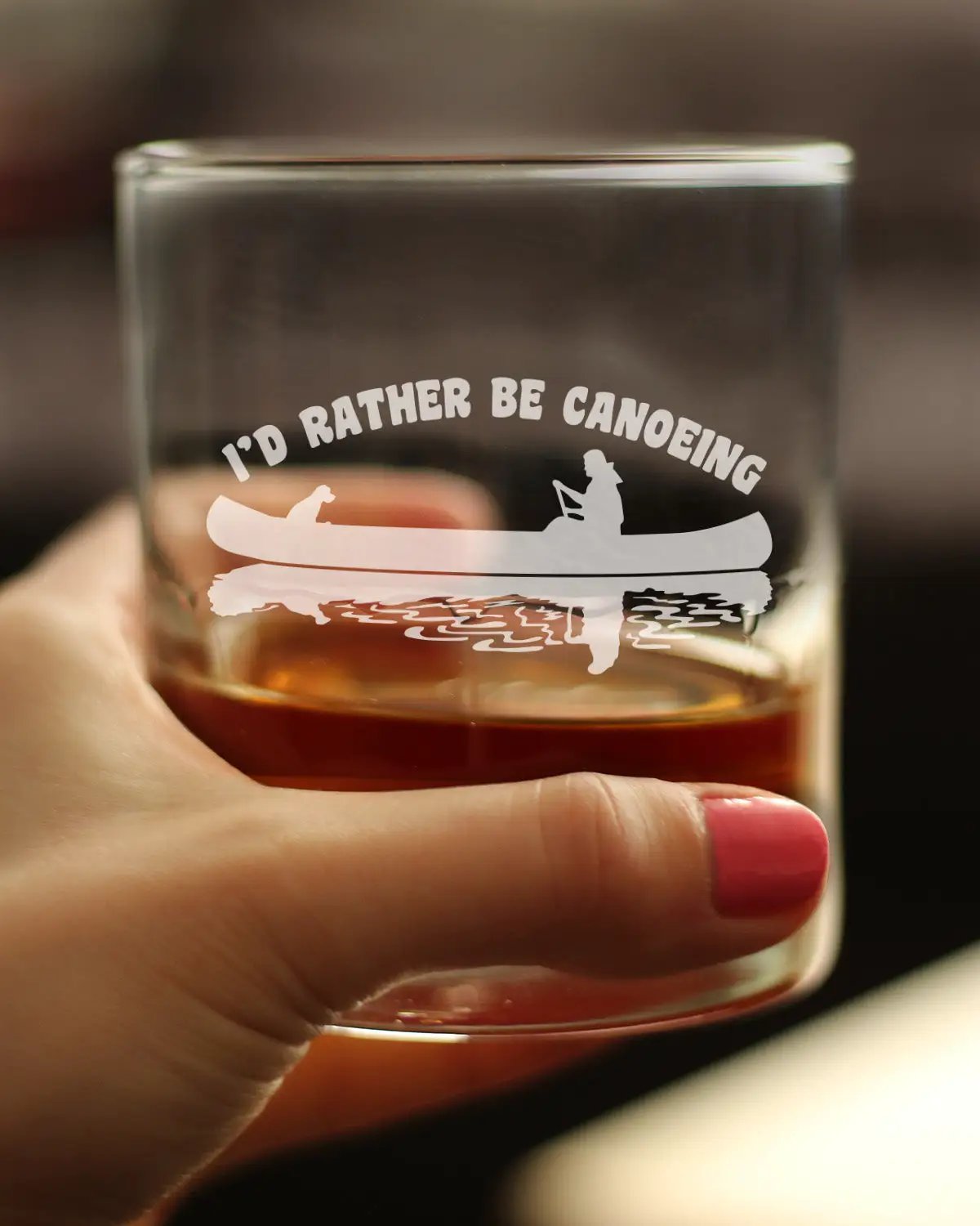 Whiskey Rocks Glass | Hand Etched Quote | 10 Oz Size | Rather Be Canoeing
