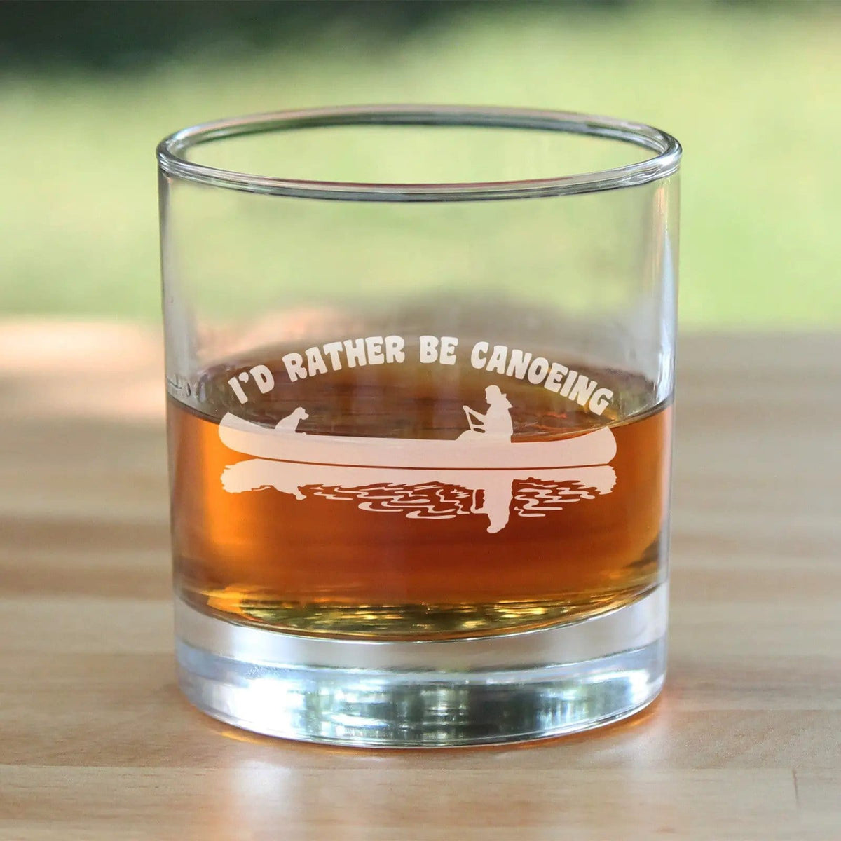 Whiskey Rocks Glass | Hand Etched Quote | 10 Oz Size | Rather Be Canoeing