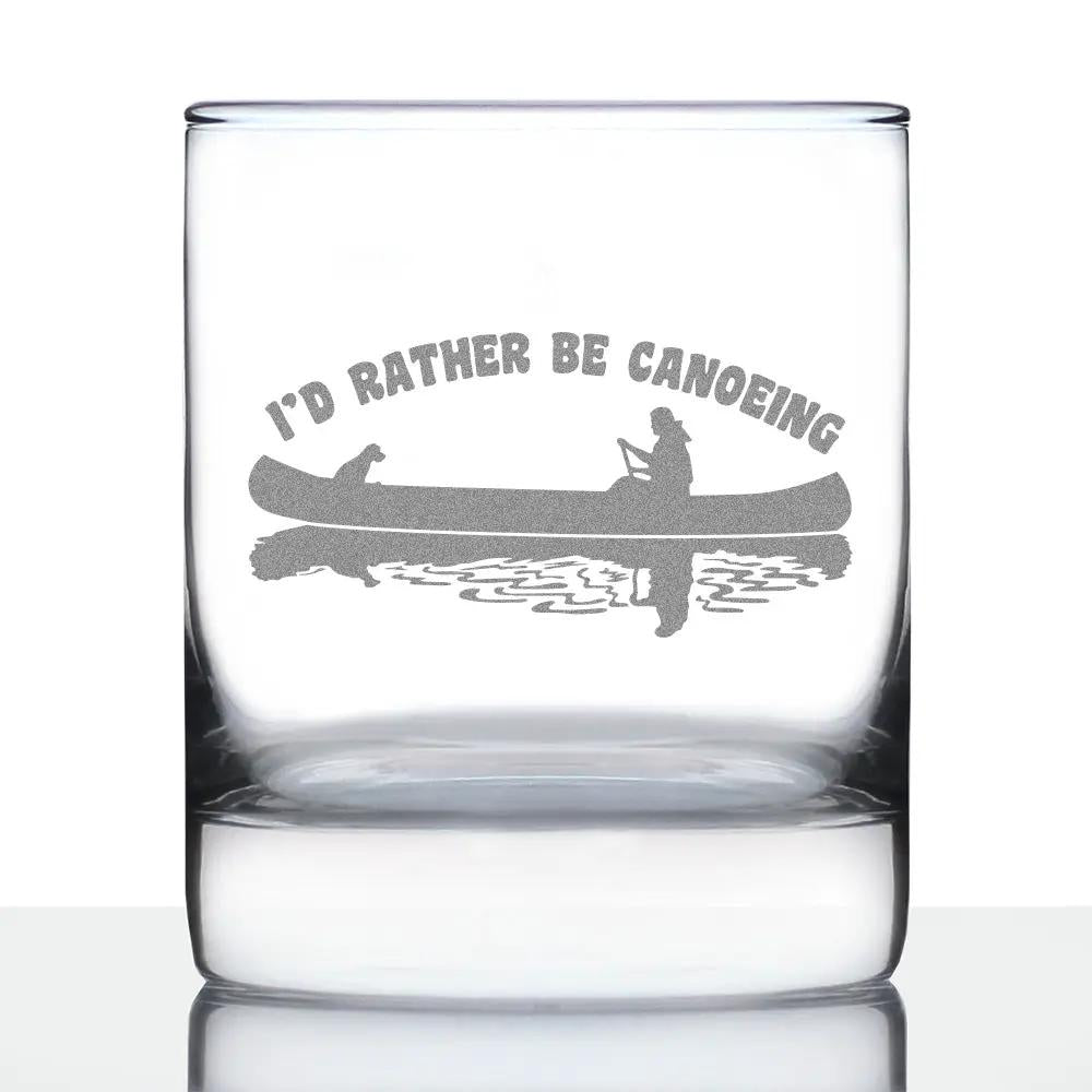 Whiskey Rocks Glass | Hand Etched Quote | 10 Oz Size | Rather Be Canoeing