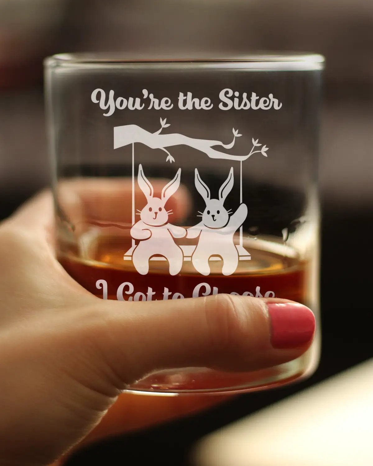 Rocks Glass | Hand Etched Design | 10 Oz Capacity | Sister Edition