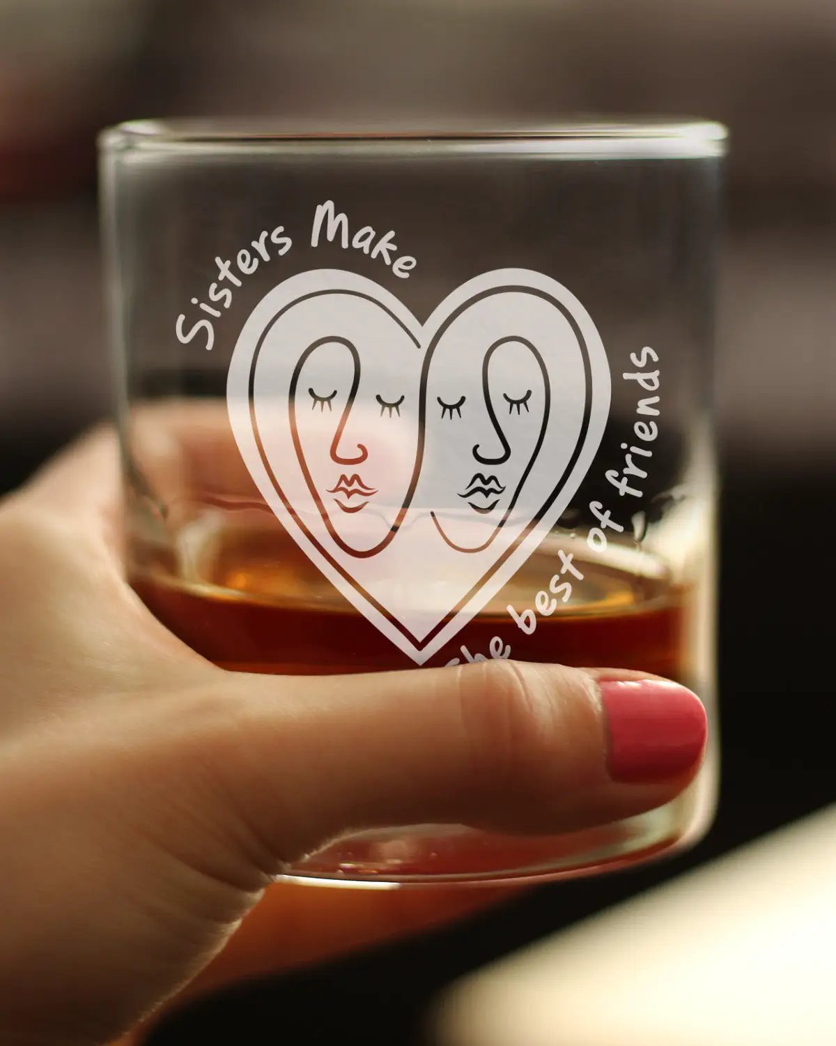 Whiskey Rocks Glass | Etched Sister Saying | 10 Oz Serving