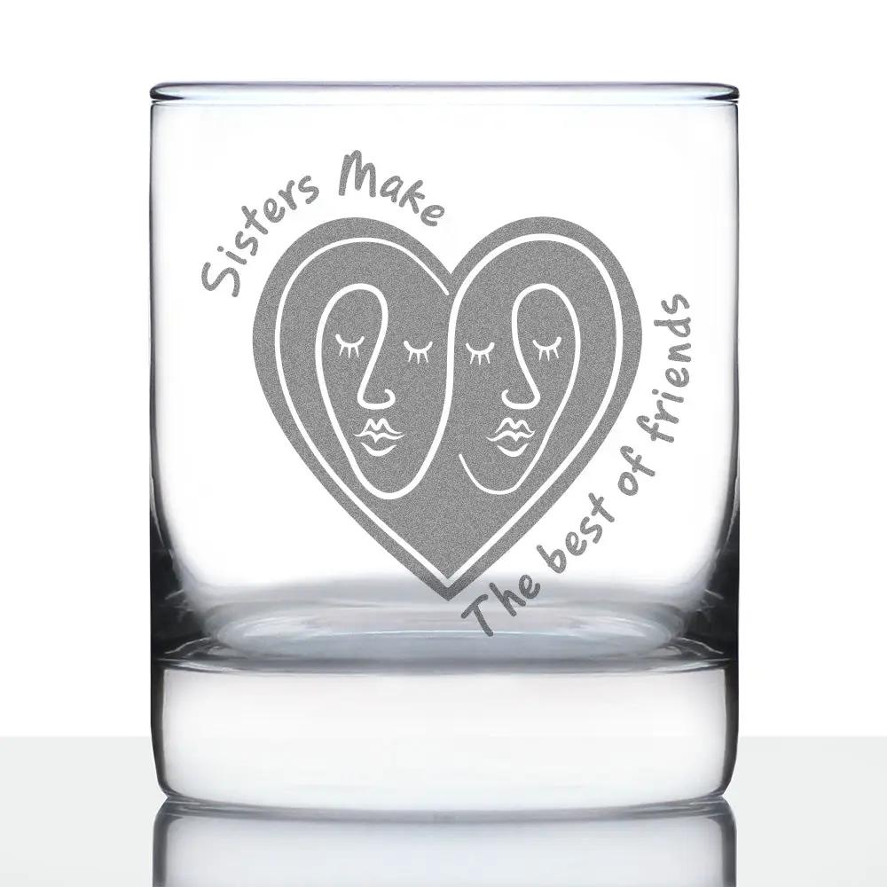 Whiskey Rocks Glass | Etched Sister Saying | 10 Oz Serving