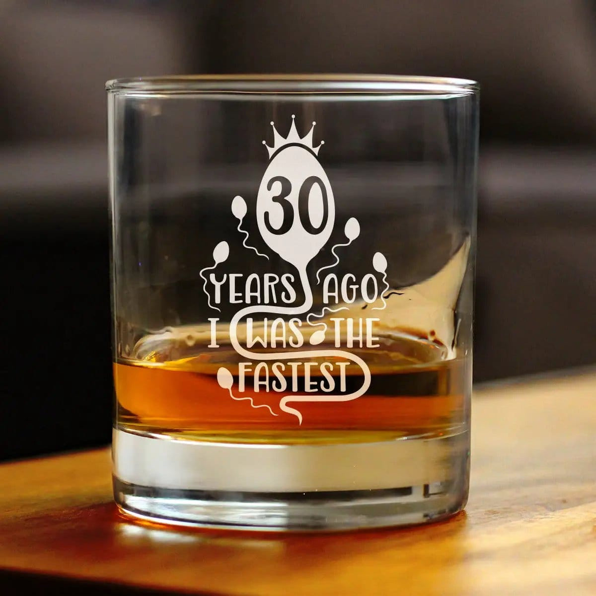 Etched Rocks Glass | 10.25 oz Whiskey Glass | Dishwasher Safe | 30 Years Ago I Was the Fastest
