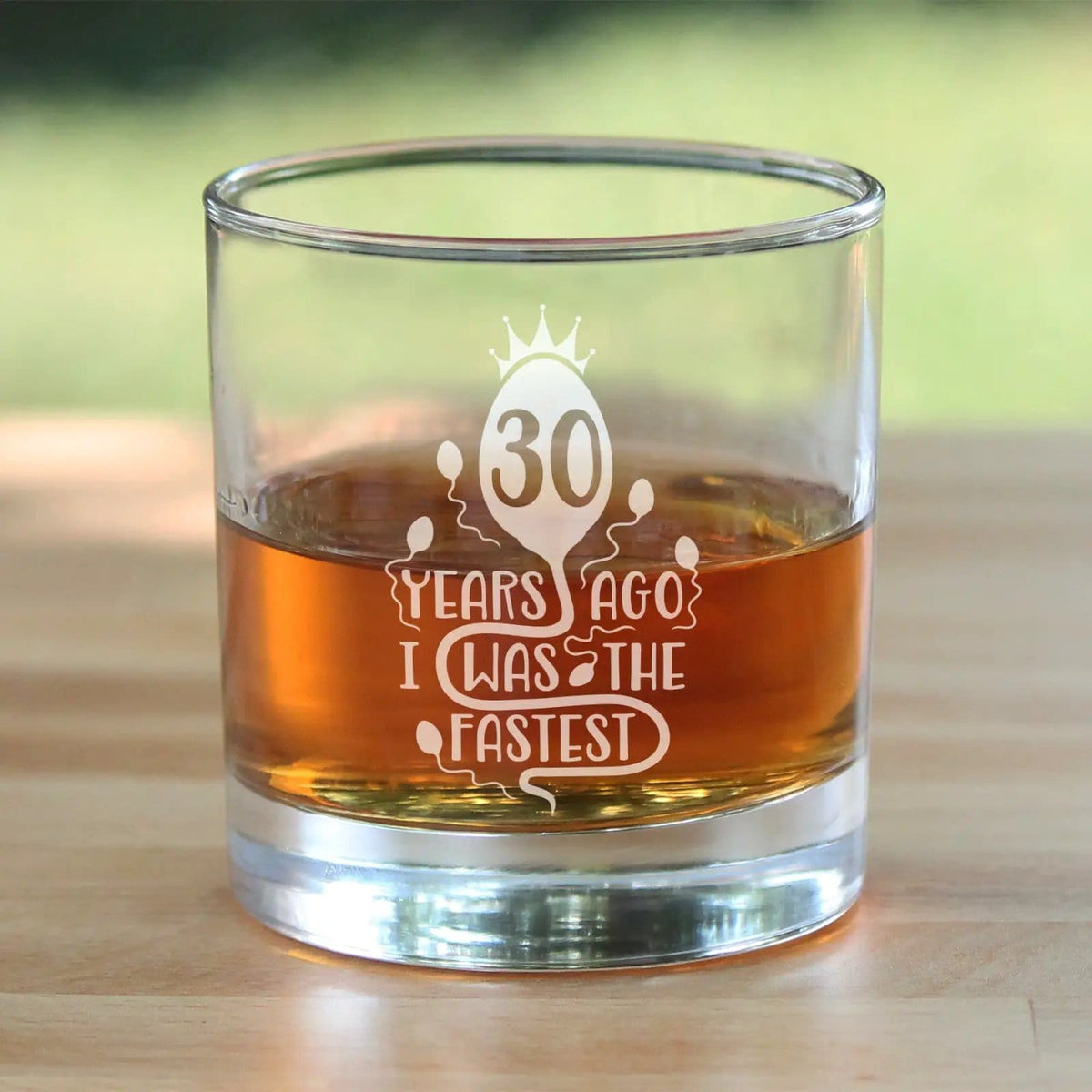 Etched Rocks Glass | 10.25 oz Whiskey Glass | Dishwasher Safe | 30 Years Ago I Was the Fastest
