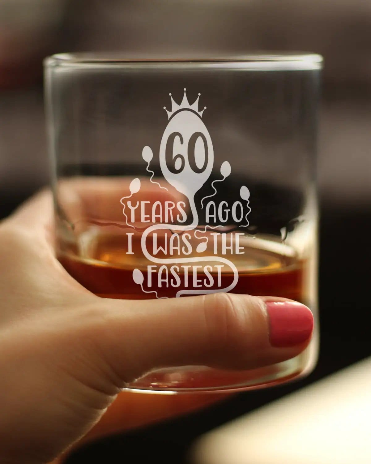 Etched Rocks Glass | 10.25 oz Whiskey Glass | Dishwasher Safe | 60 Years Ago I Was the Fastest