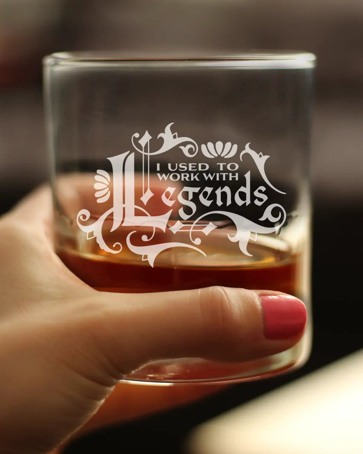 Etched Rocks Glass | 10.25 oz Whiskey Glass | Dishwasher Safe | Used to Work with Legends