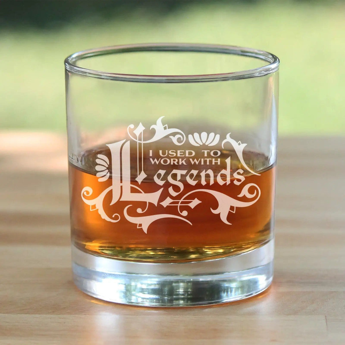 Etched Rocks Glass | 10.25 oz Whiskey Glass | Dishwasher Safe | Used to Work with Legends