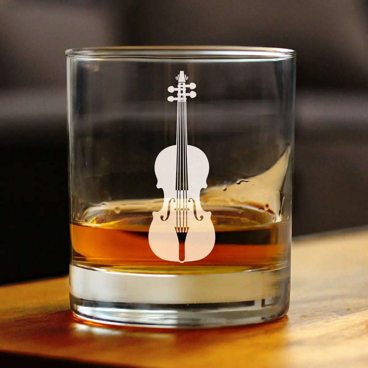 Whiskey Rock Glass | Violin Etching | 10 Oz Dishwasher Safe
