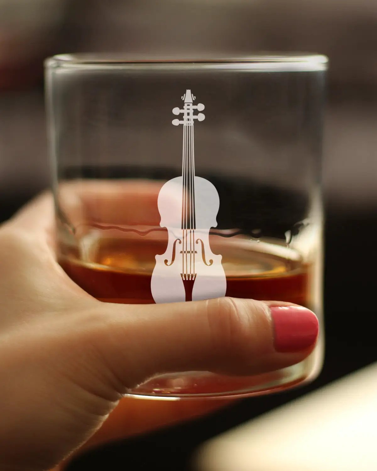 Whiskey Rock Glass | Violin Etching | 10 Oz Dishwasher Safe