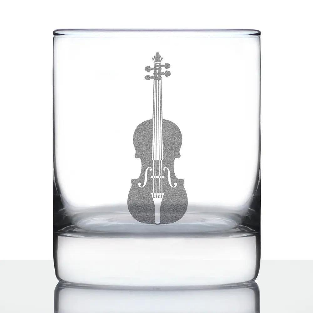Whiskey Rock Glass | Violin Etching | 10 Oz Dishwasher Safe