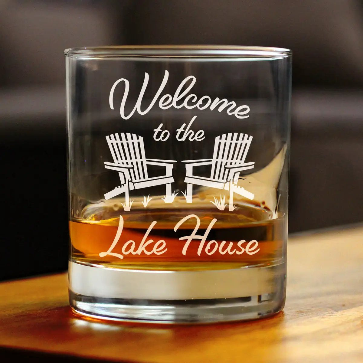 Whiskey Rocks Glass | Hand Etched Lettering | 10 Oz | Lake House Design