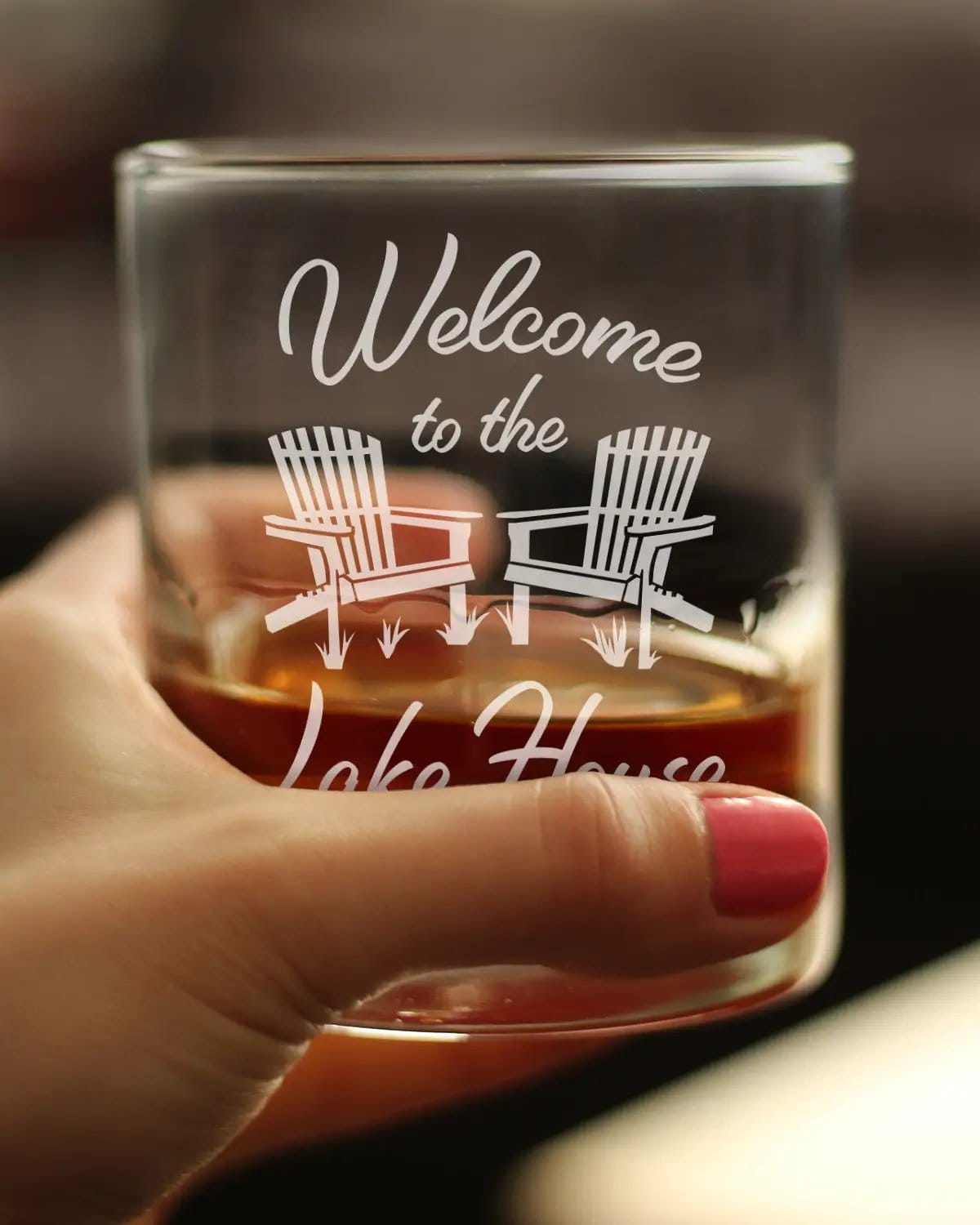 Whiskey Rocks Glass | Hand Etched Lettering | 10 Oz | Lake House Design