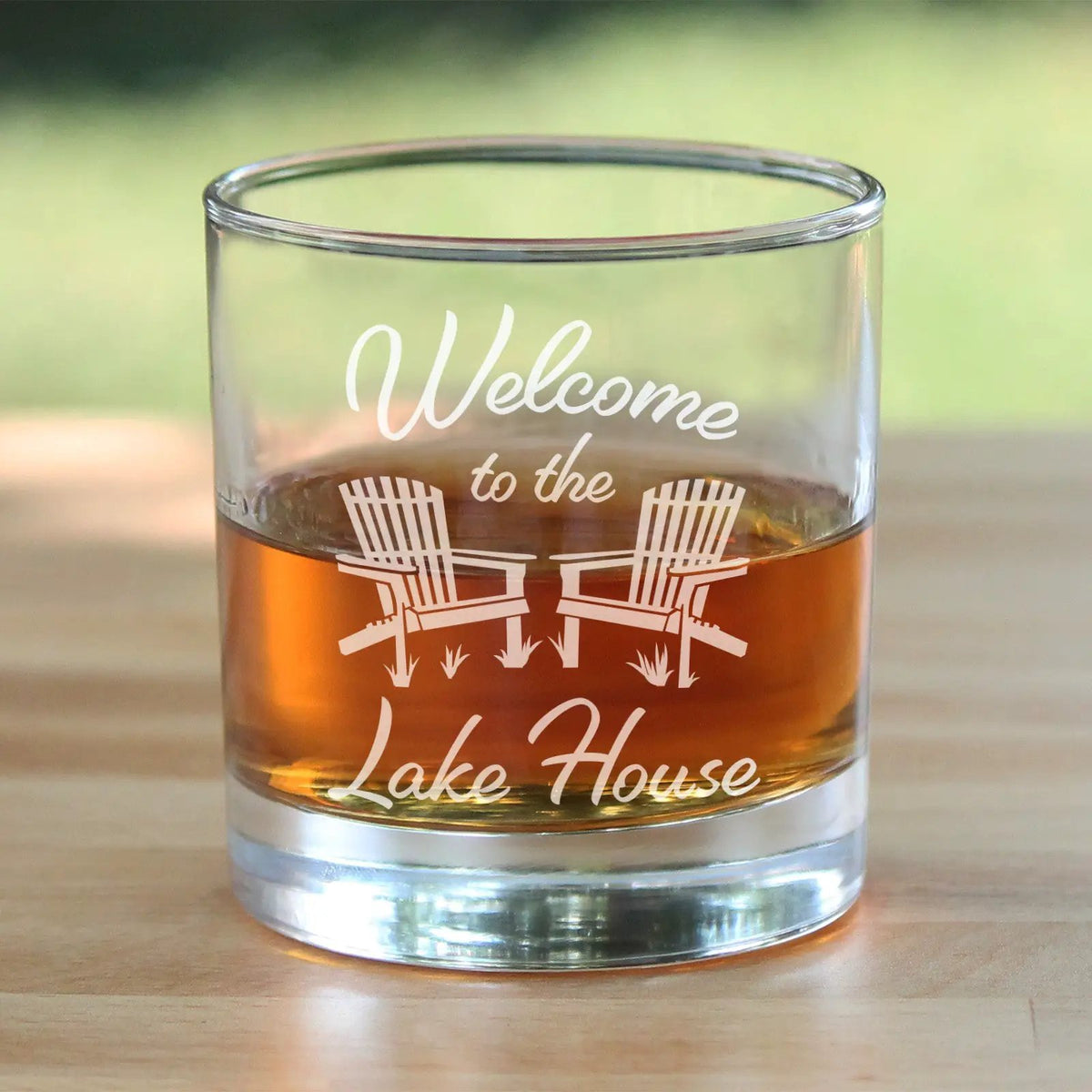 Whiskey Rocks Glass | Hand Etched Lettering | 10 Oz | Lake House Design