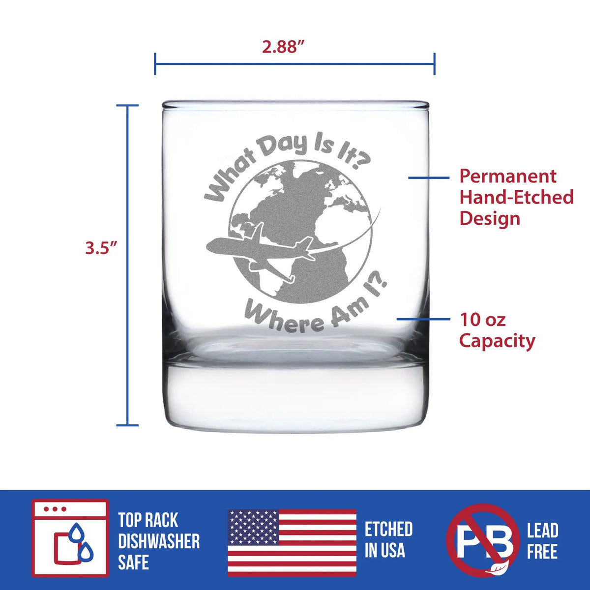 Whiskey Rocks Glass | Etched Text | Dishwasher Safe | 10 Oz