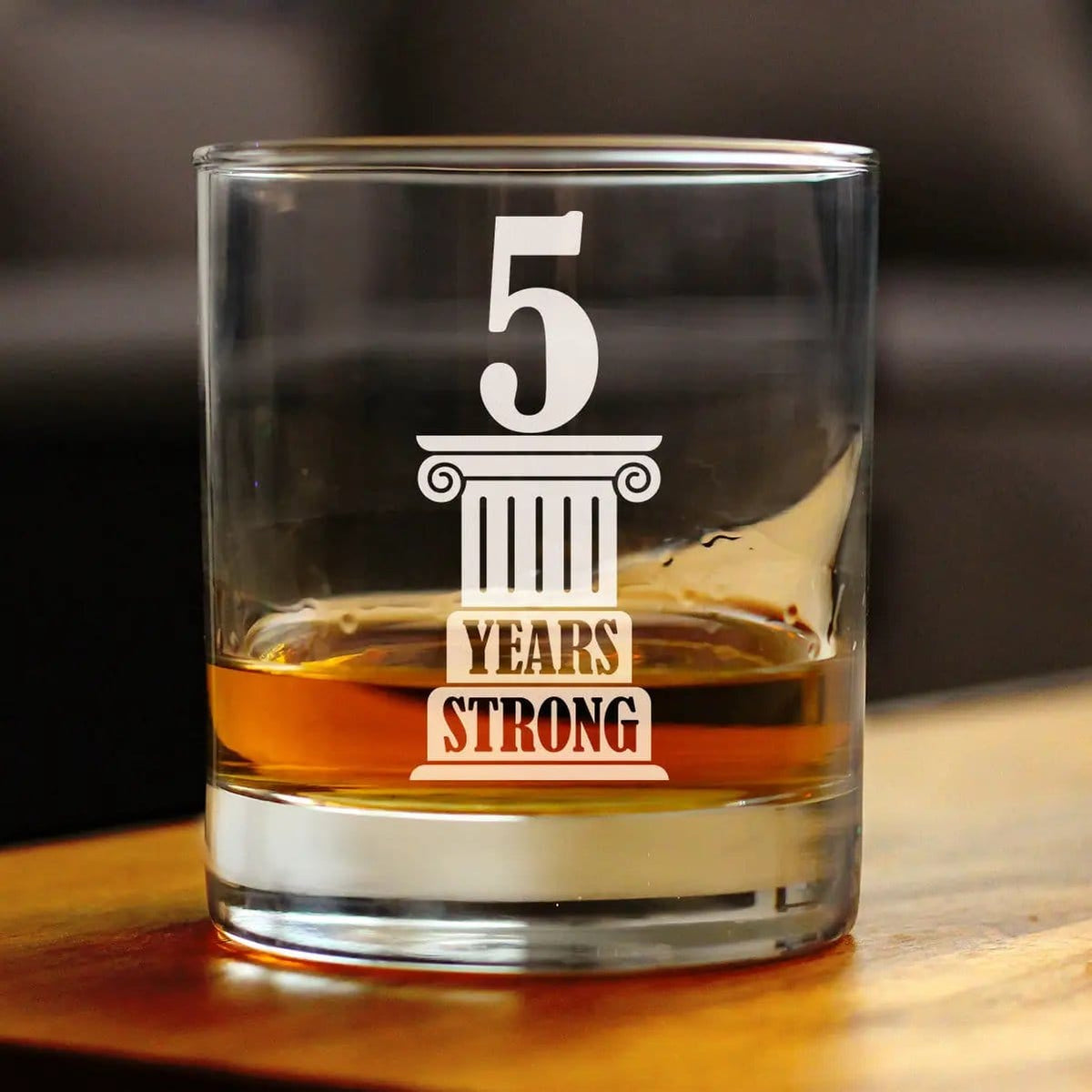 Etched Rocks Glass | 10.25 oz Whiskey Glass | Dishwasher Safe | 5 Years Strong Engraved