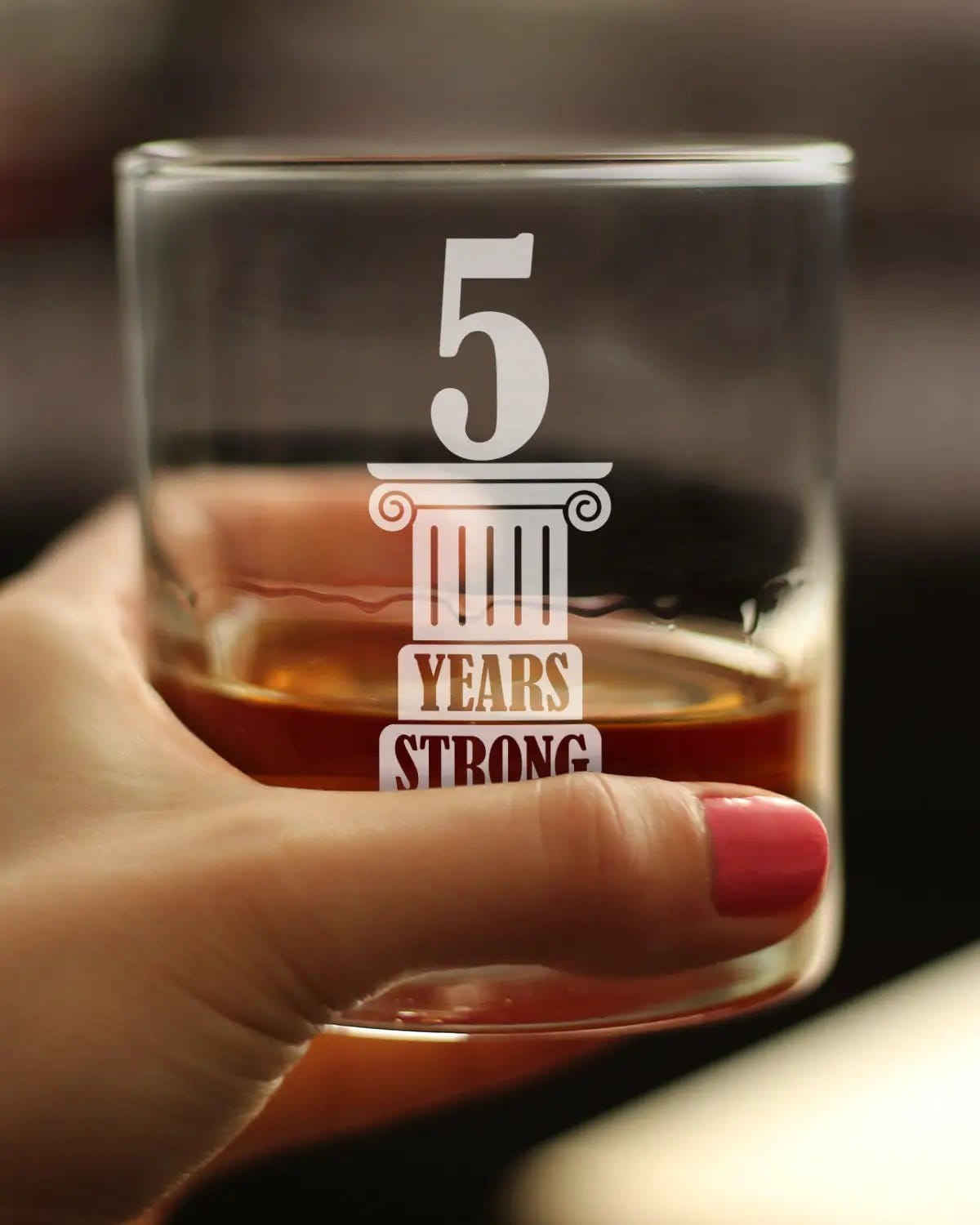 Etched Rocks Glass | 10.25 oz Whiskey Glass | Dishwasher Safe | 5 Years Strong Engraved