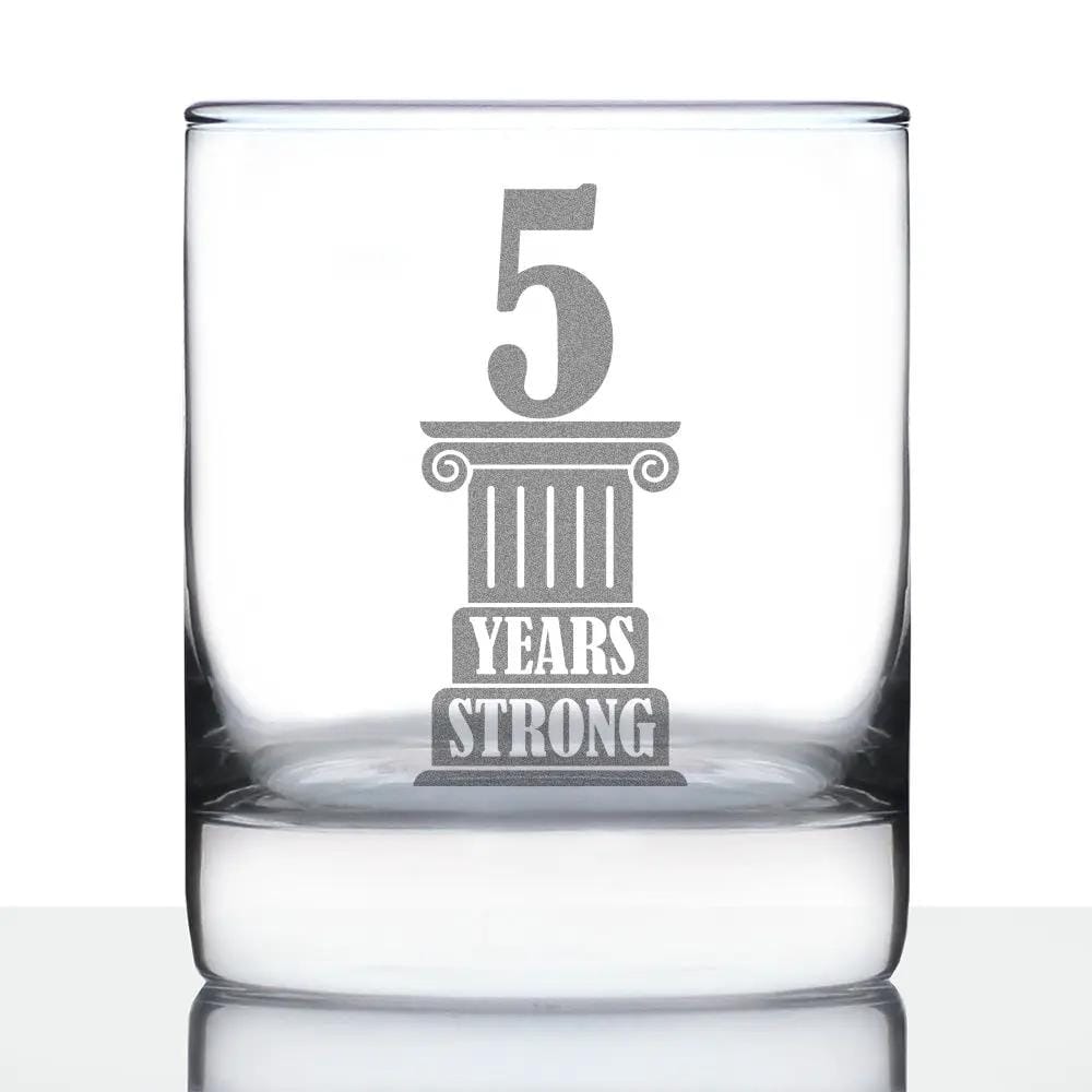 Etched Rocks Glass | 10.25 oz Whiskey Glass | Dishwasher Safe | 5 Years Strong Engraved