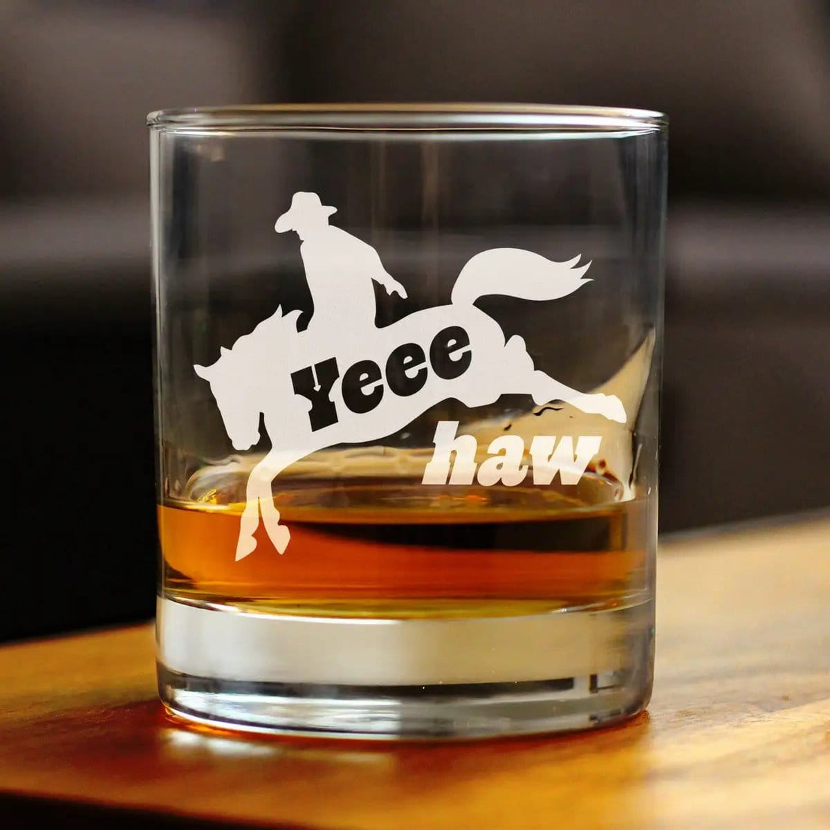 Etched Rocks Glass | 10.25 oz Whiskey Glass | Dishwasher Safe | Yeehaw Engraved
