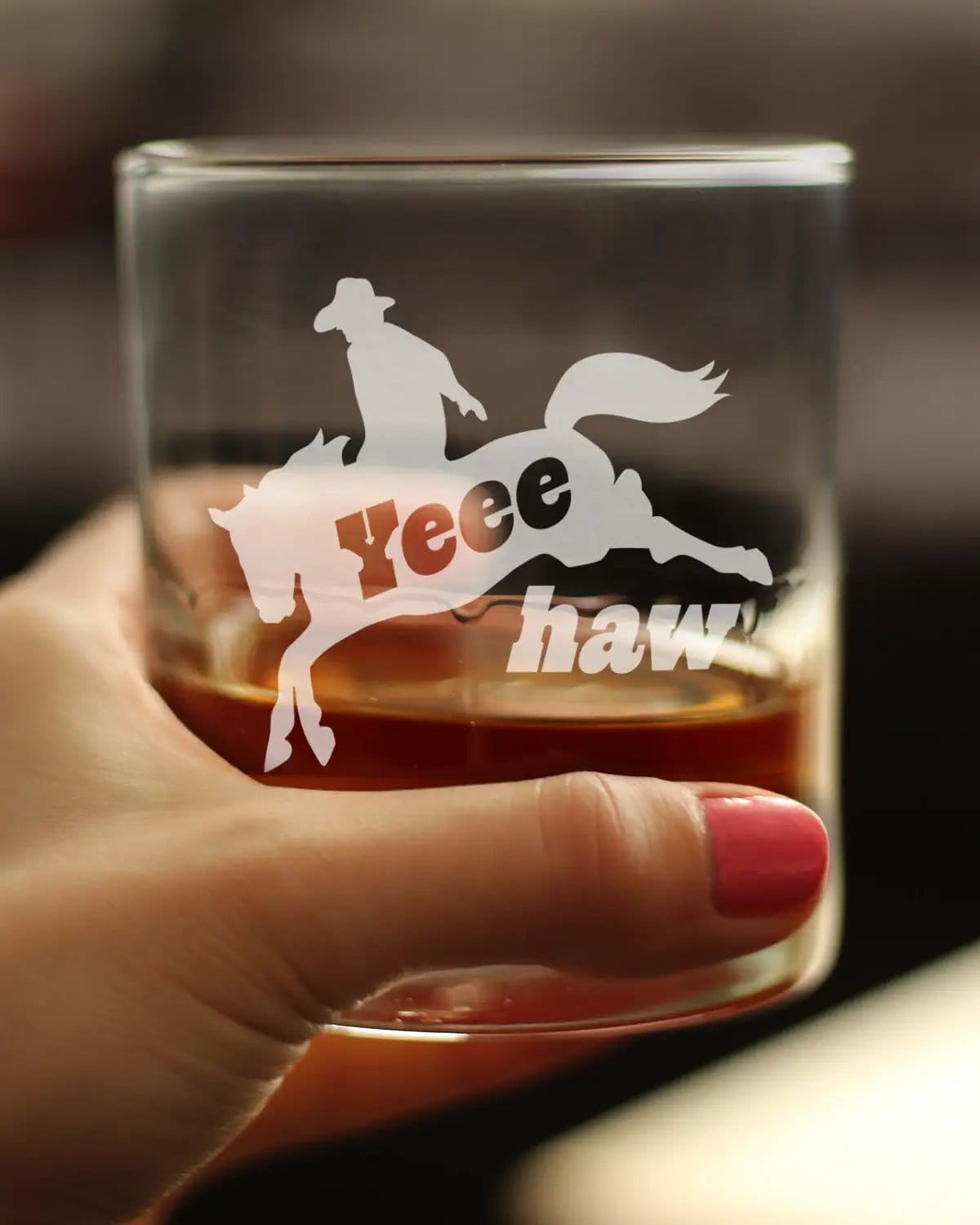Etched Rocks Glass | 10.25 oz Whiskey Glass | Dishwasher Safe | Yeehaw Engraved