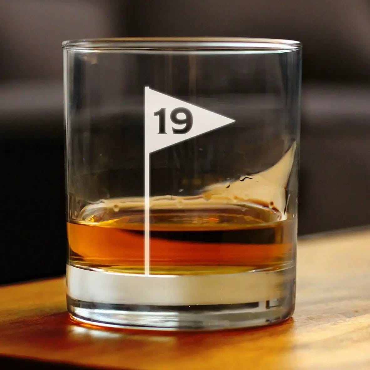 Etched Rocks Glass | 10 oz Whiskey Glass | Dishwasher Safe | 19th Hole & Golf Ball