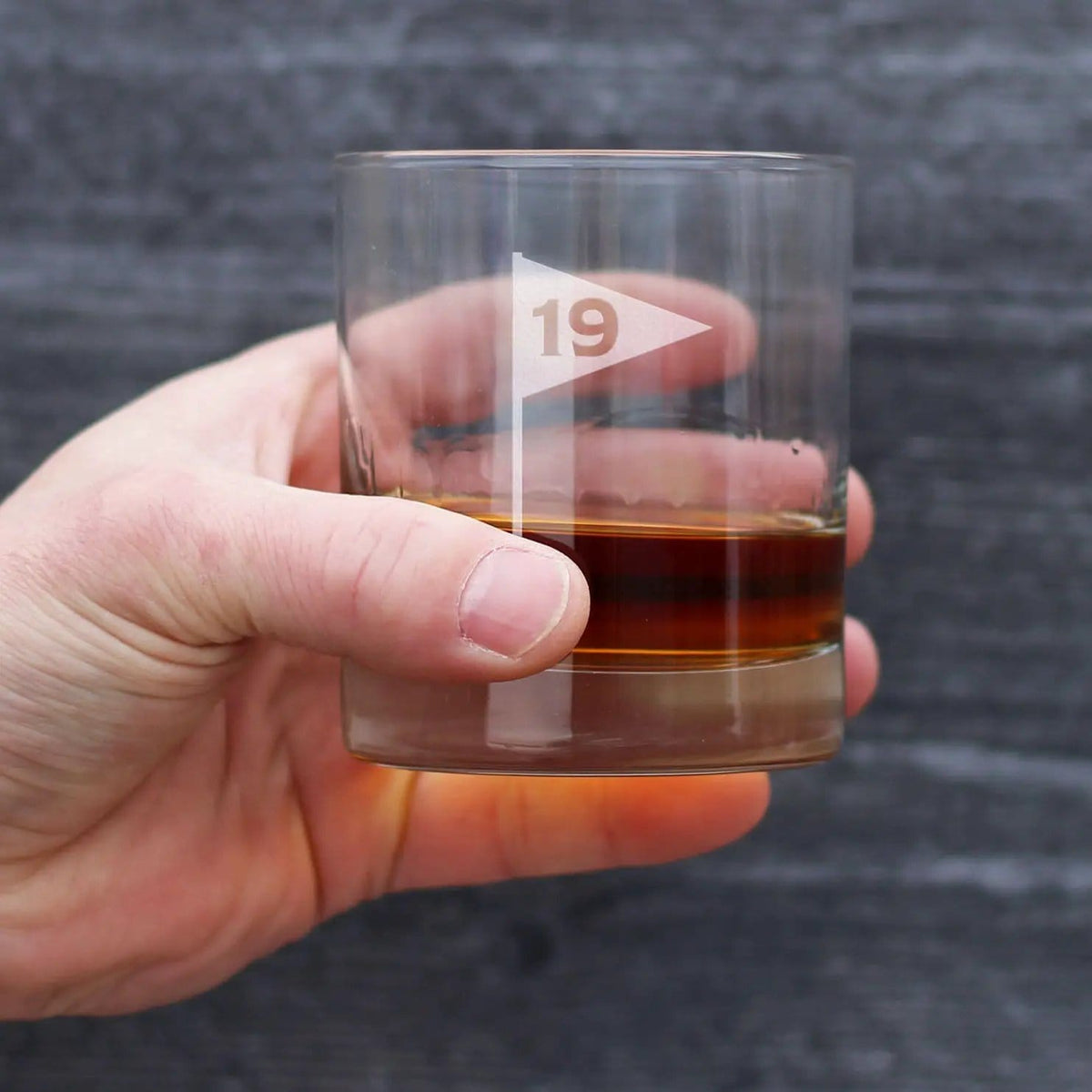 Etched Rocks Glass | 10 oz Whiskey Glass | Dishwasher Safe | 19th Hole & Golf Ball