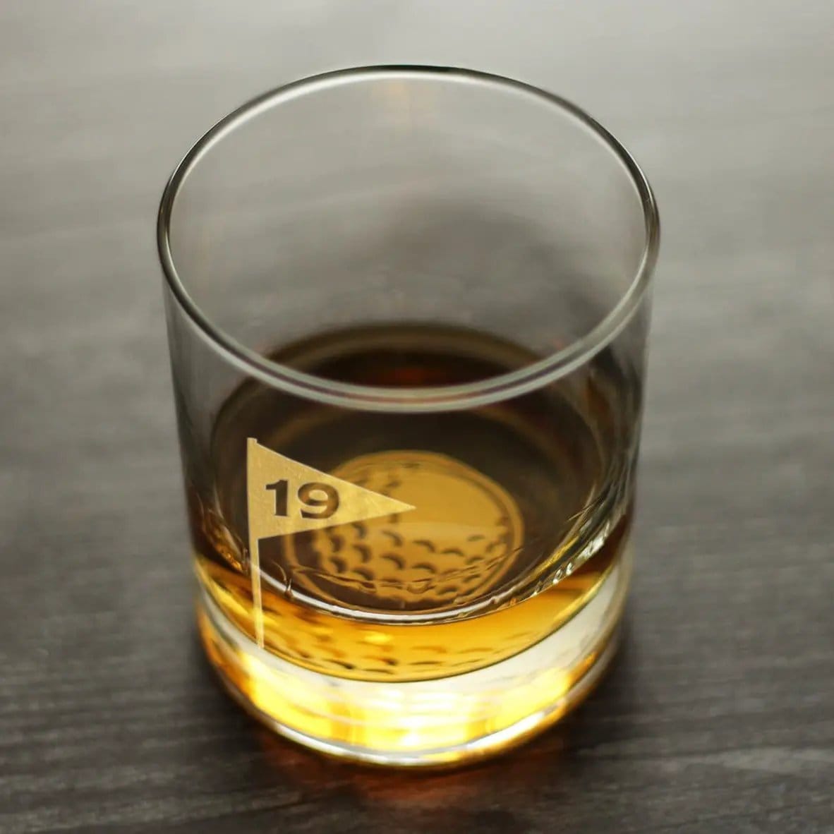 Etched Rocks Glass | 10 oz Whiskey Glass | Dishwasher Safe | 19th Hole & Golf Ball