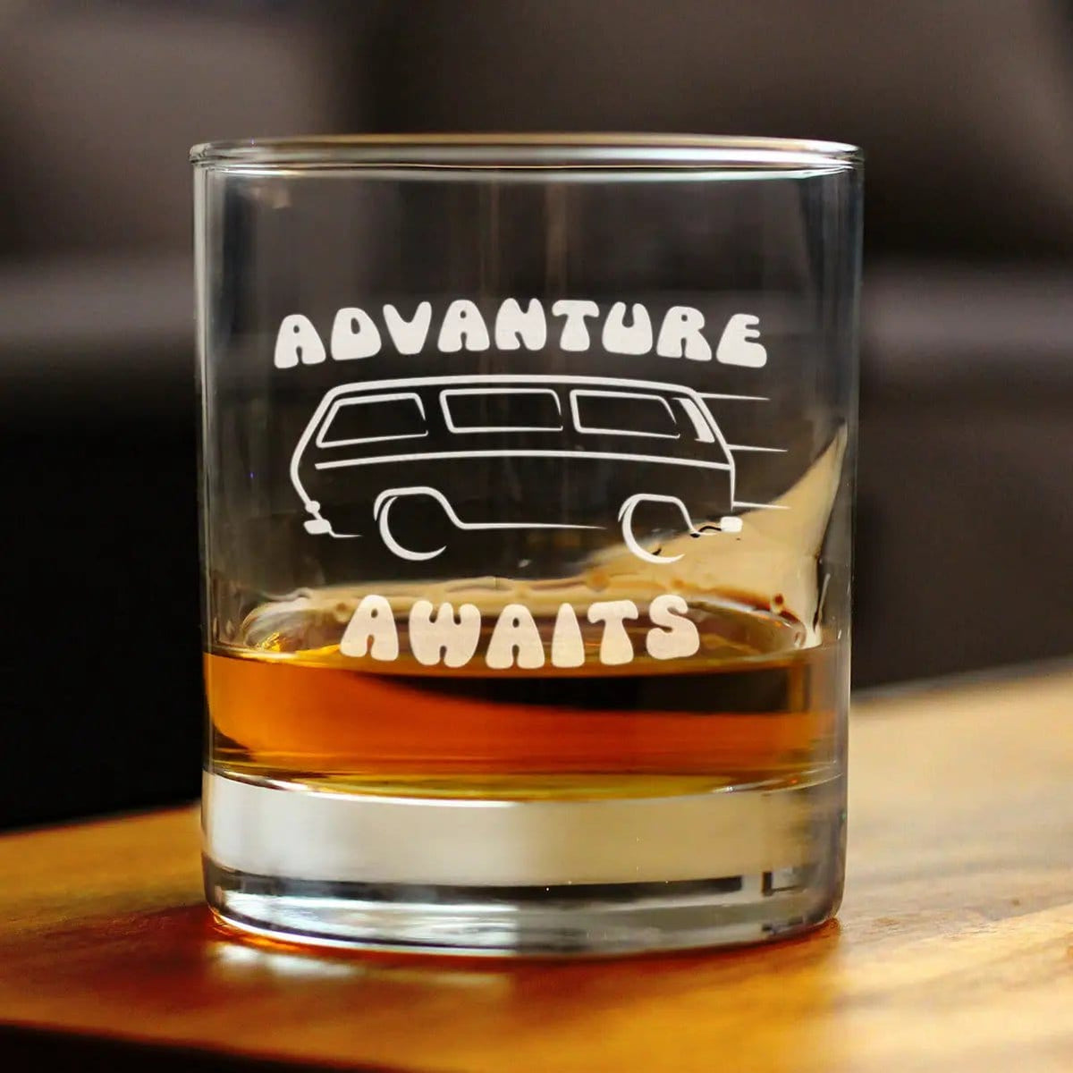 Etched Rocks Glass | 10 oz Whiskey Glass | Dishwasher Safe | Advanture Awaits