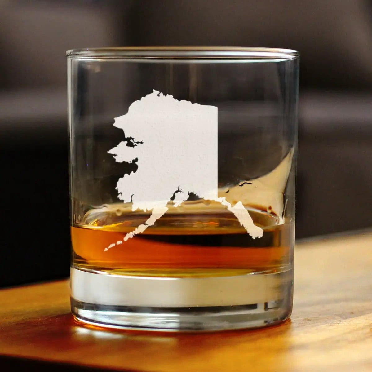 Etched Rocks Glass | 10.25 oz Whiskey Glass | Dishwasher Safe | Alaska State Outline