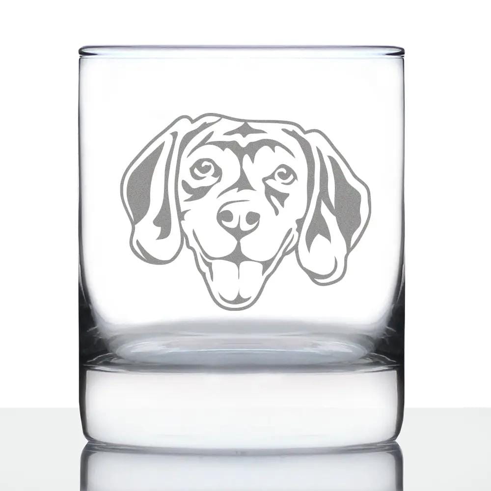 Etched Rocks Glass | 10.25 oz Whiskey Glass | Dishwasher Safe | Happy Beagle