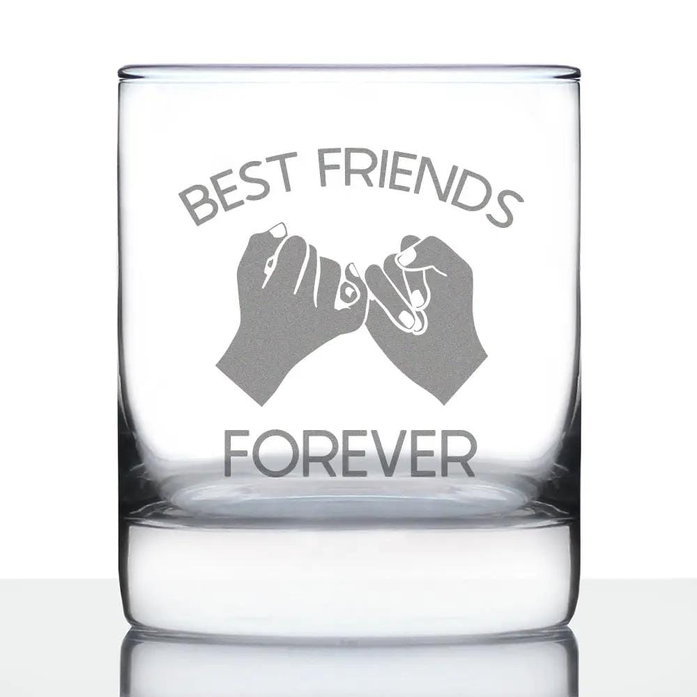 Etched Rocks Glass | 10.25 oz Whiskey Glass | Dishwasher Safe | Best Friends Forever