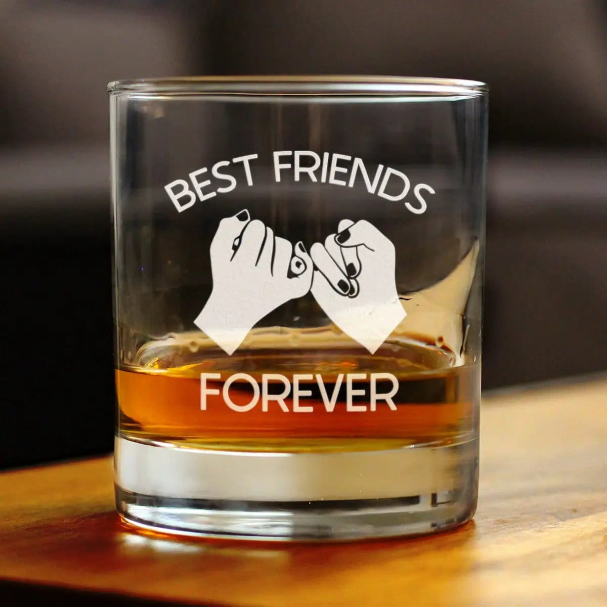 Etched Rocks Glass | 10.25 oz Whiskey Glass | Dishwasher Safe | Best Friends Forever