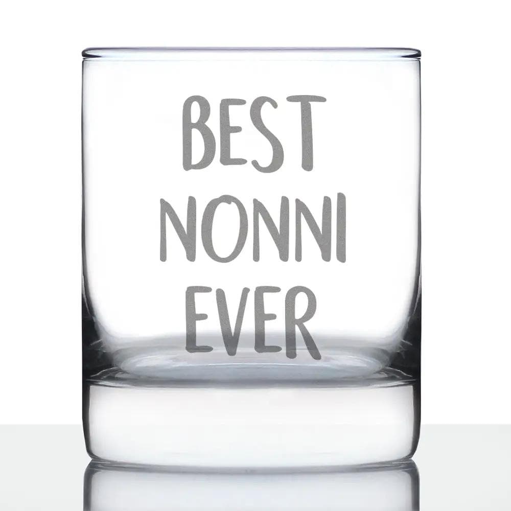 Etched Rocks Glass | 10 oz Whiskey Glass | Dishwasher Safe | Best Nonni Ever