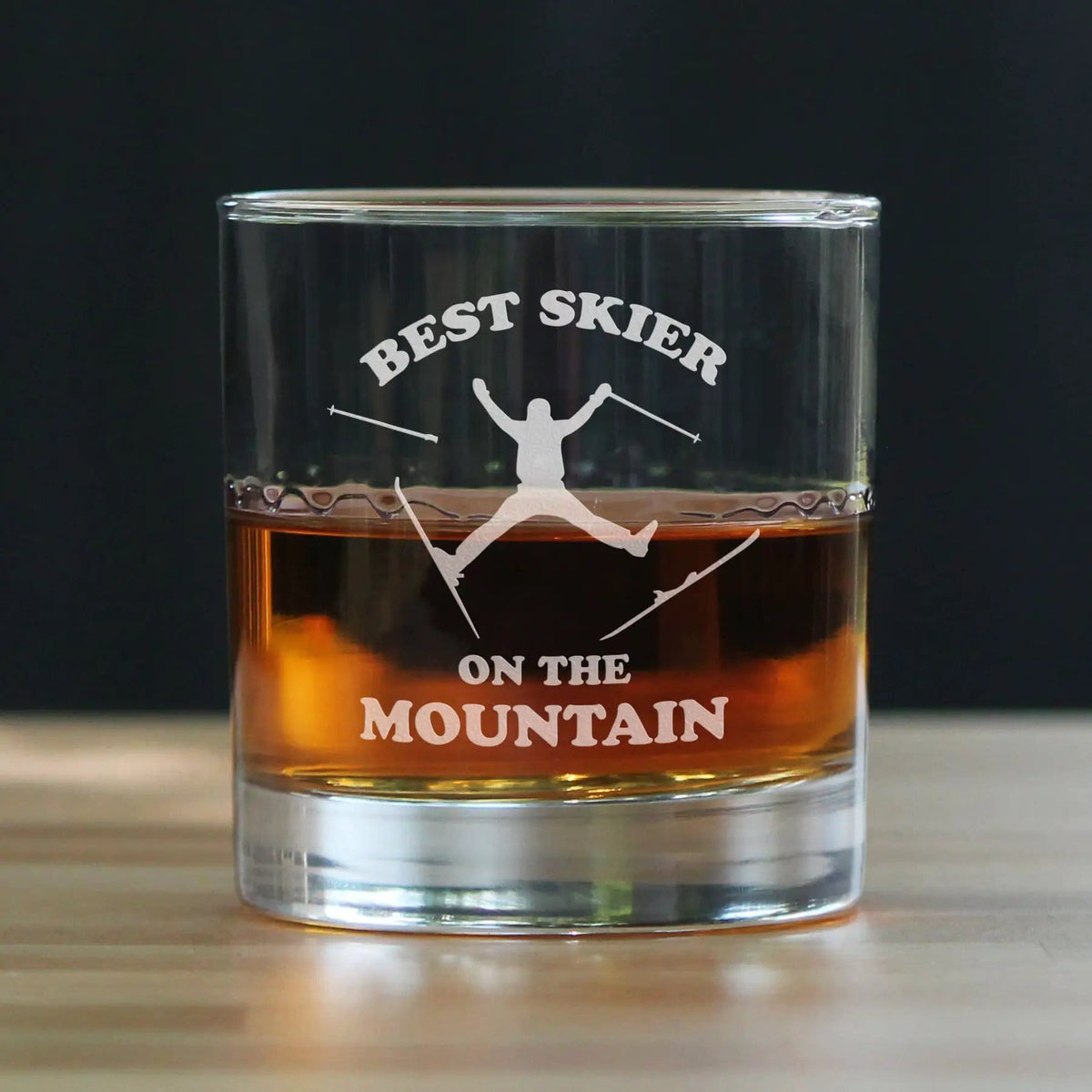 Etched Rocks Glass | 10.25 oz Whiskey Glass | Dishwasher Safe | Best Skier