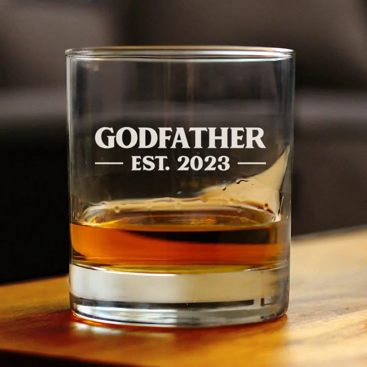 Etched Rocks Glass | 10 oz Whiskey Glass | Dishwasher Safe | Godfather Est. 2023 - Bold