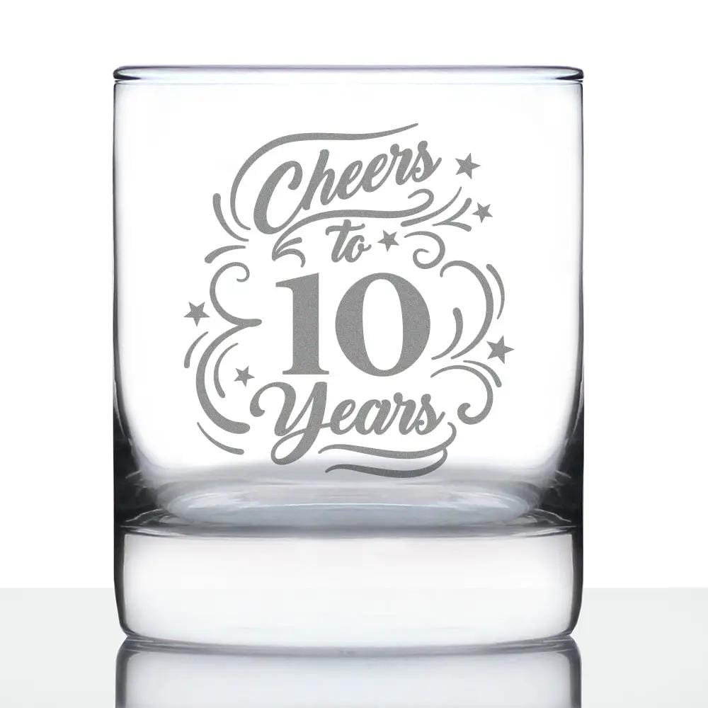Etched Stemless Wine Glass | 11 oz | Dishwasher Safe | Cheers to Years - Anniversary Party Cups & Decor