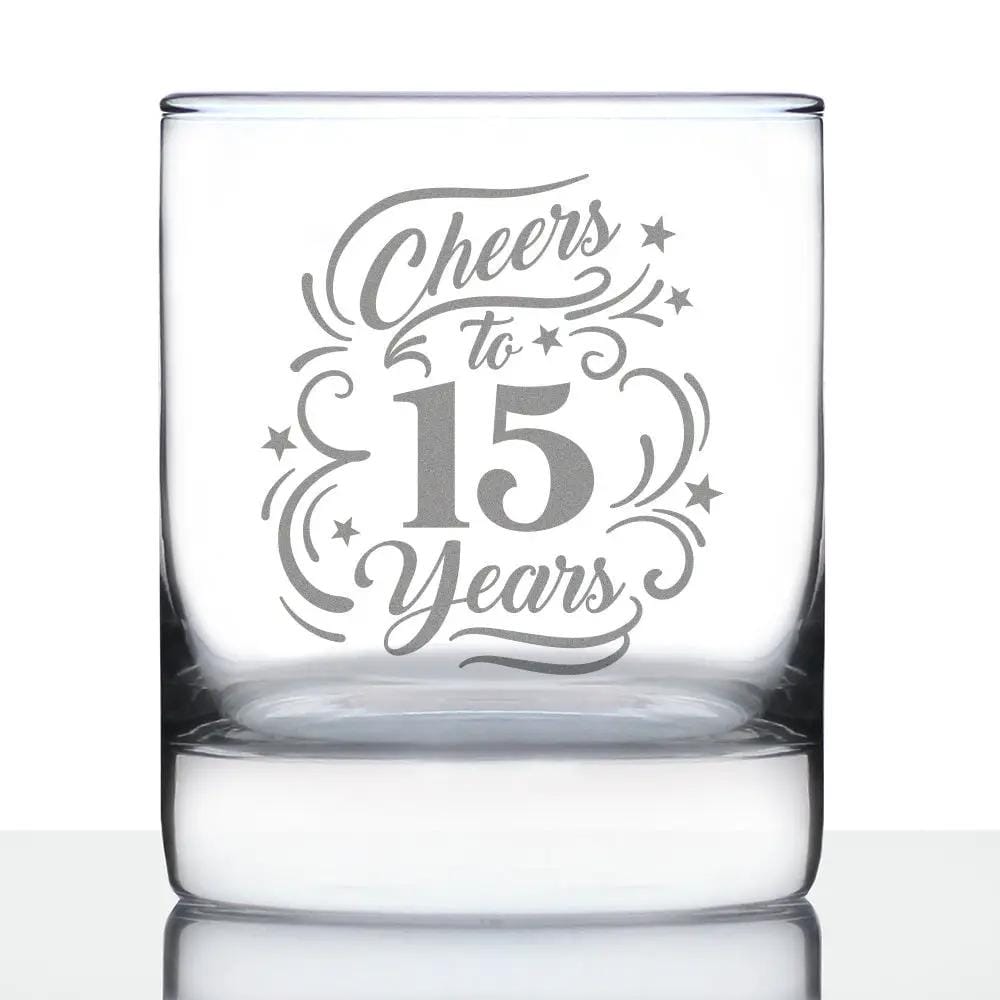 Etched Stemless Wine Glass | 11 oz | Dishwasher Safe | Cheers to Years - Anniversary Party Cups & Decor