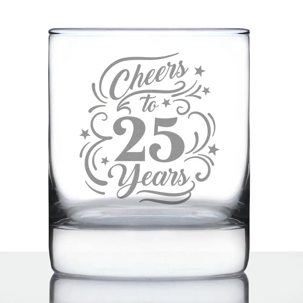 Etched Stemless Wine Glass | 11 oz | Dishwasher Safe | Cheers to Years - Anniversary Party Cups & Decor