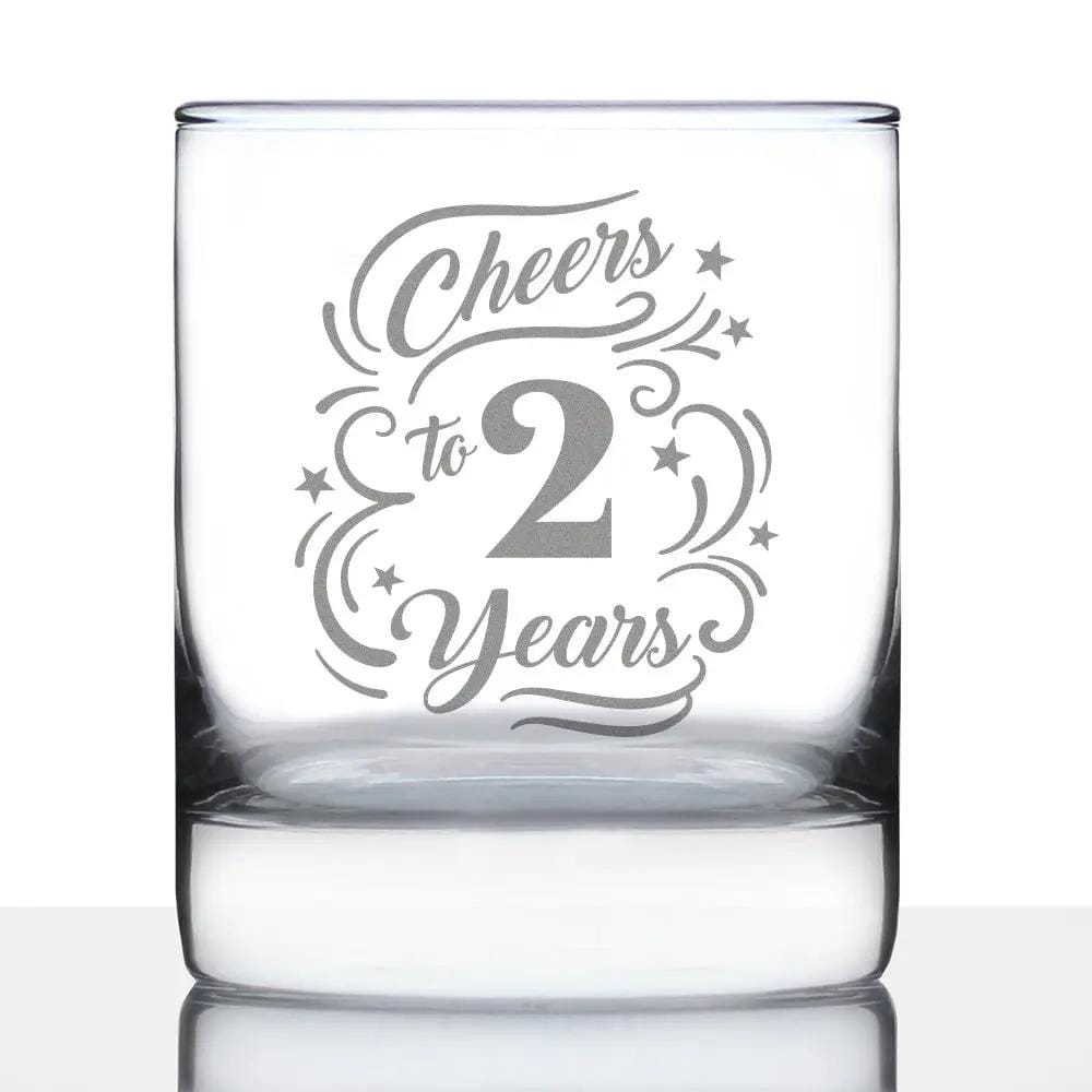 Etched Stemless Wine Glass | 11 oz | Dishwasher Safe | Cheers to Years - Anniversary Party Cups & Decor
