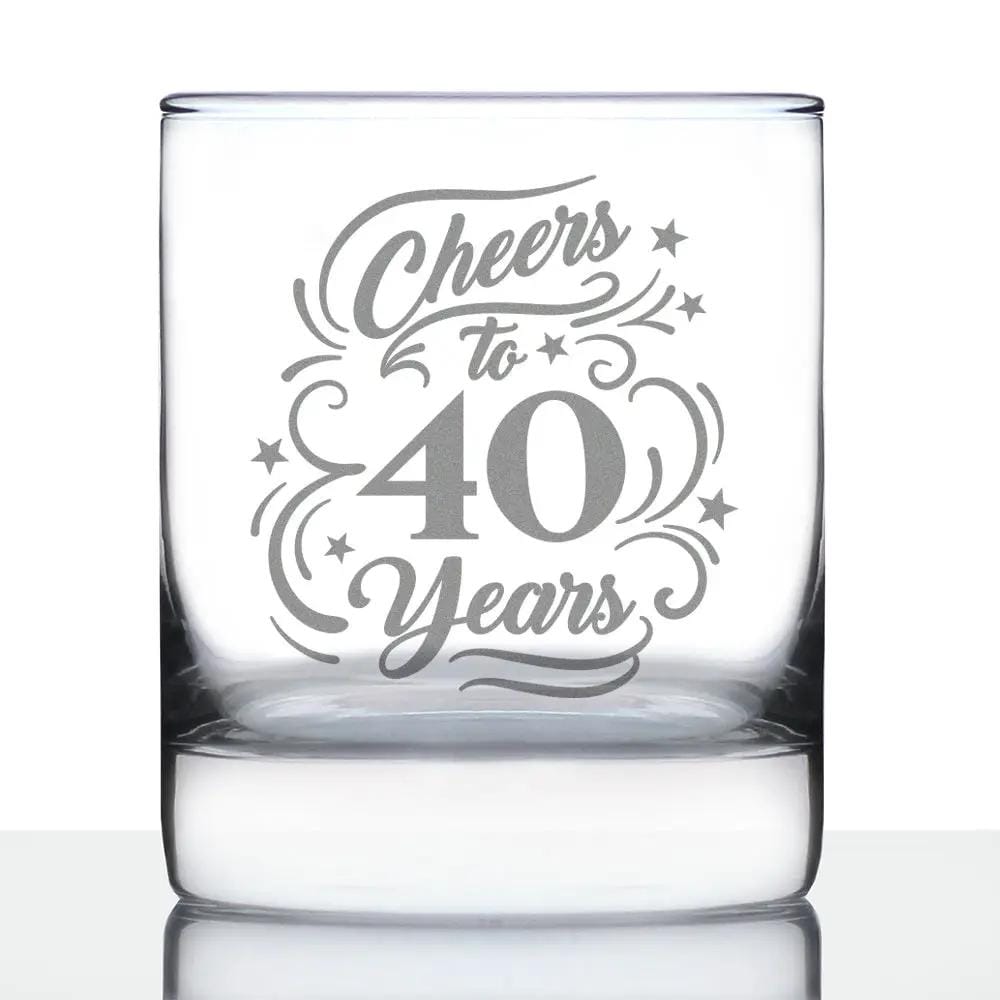Etched Stemless Wine Glass | 11 oz | Dishwasher Safe | Cheers to Years - Anniversary Party Cups & Decor