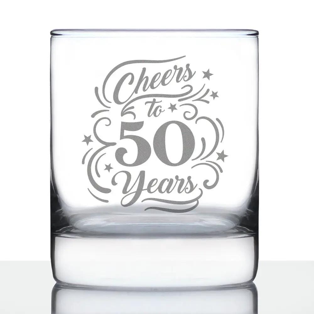 Etched Stemless Wine Glass | 11 oz | Dishwasher Safe | Cheers to Years - Anniversary Party Cups & Decor