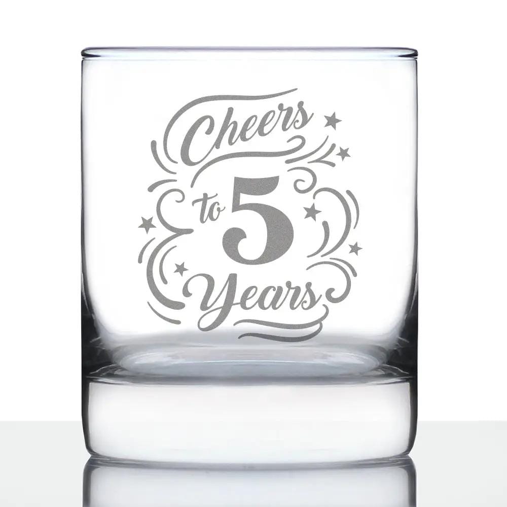 Etched Stemless Wine Glass | 11 oz | Dishwasher Safe | Cheers to Years - Anniversary Party Cups & Decor