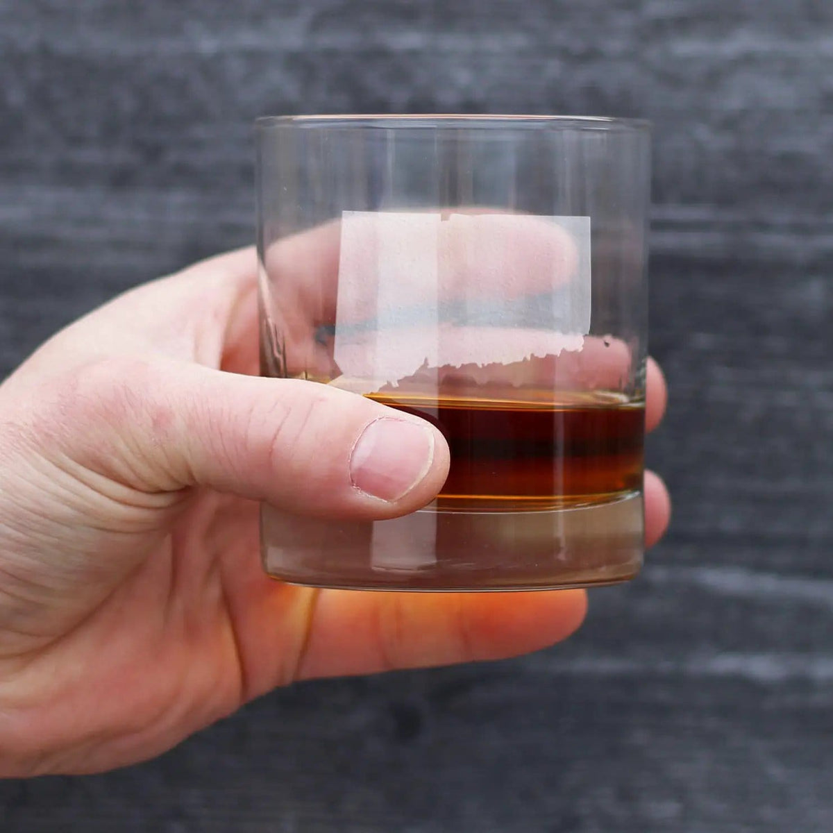 Etched Rocks Glass | 10.25 oz Whiskey Glass | Dishwasher Safe | Connecticut State Outline