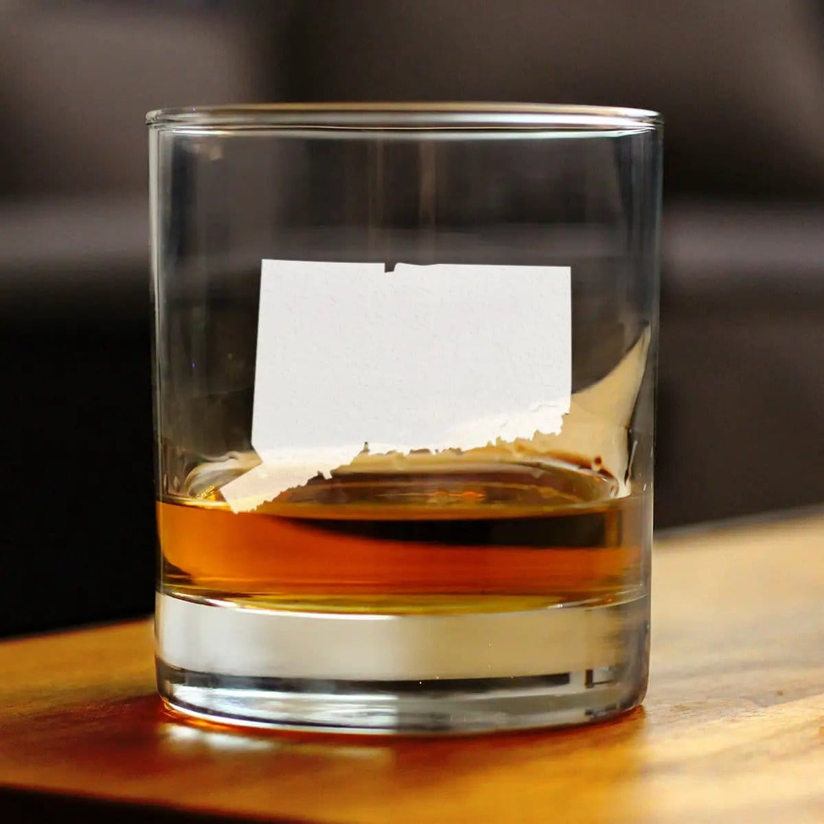 Etched Rocks Glass | 10.25 oz Whiskey Glass | Dishwasher Safe | Connecticut State Outline
