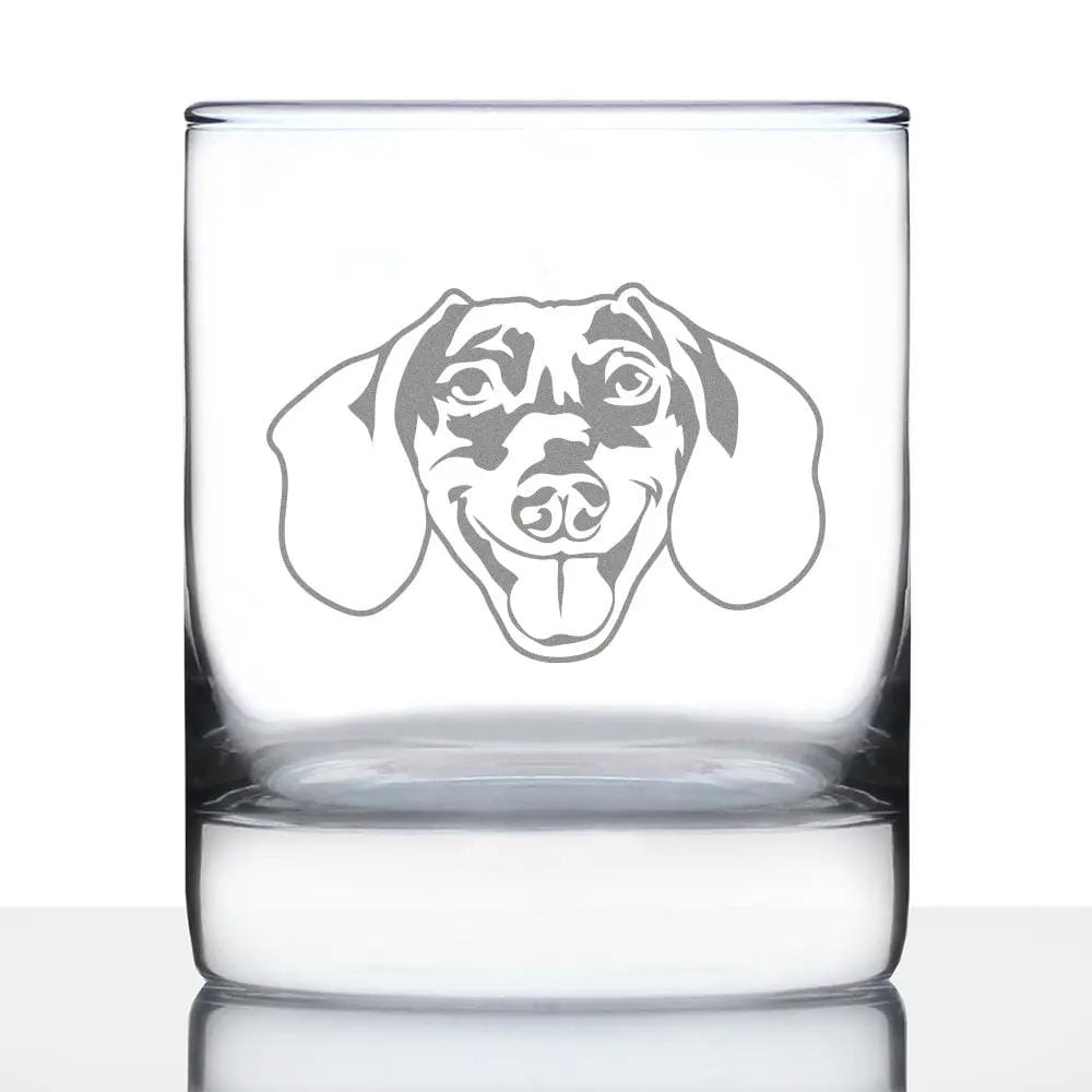 Etched Rocks Glass | 10.25 oz Whiskey Glass | Dishwasher Safe | Dachshund Face