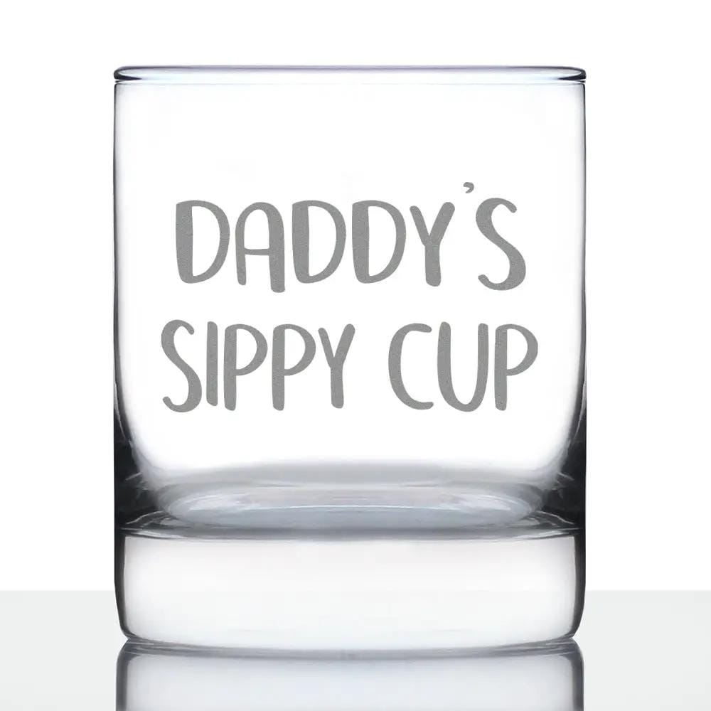 Etched Rocks Glass | 10 oz Whiskey Glass | Dishwasher Safe | Daddy's Sippy Cup