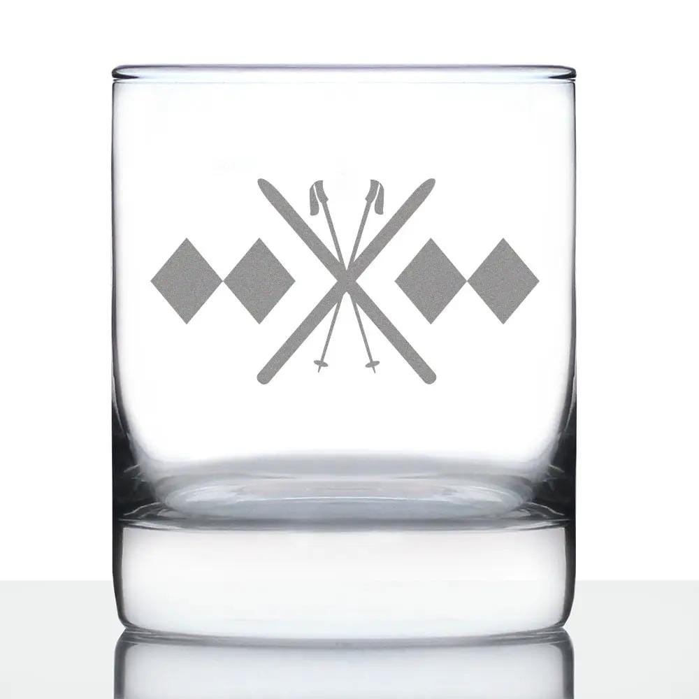 Etched Rocks Glass | 10.25 oz Whiskey Glass | Dishwasher Safe | Double Black Diamond