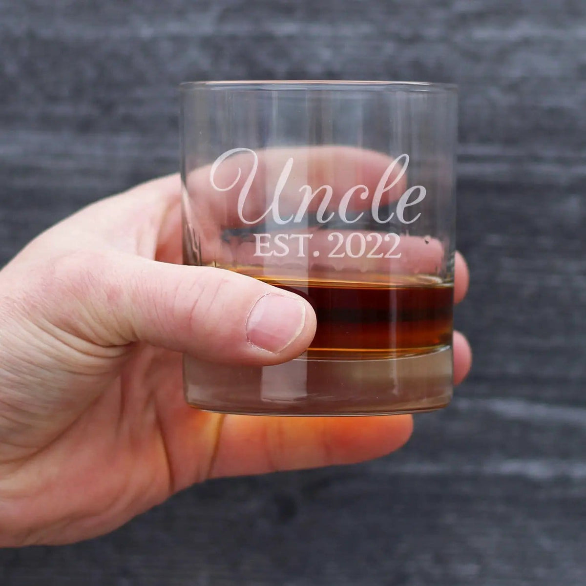 Etched Rocks Glass | 10.25 oz Whiskey Glass | Dishwasher Safe | Uncle Est 2022 (Style 2)