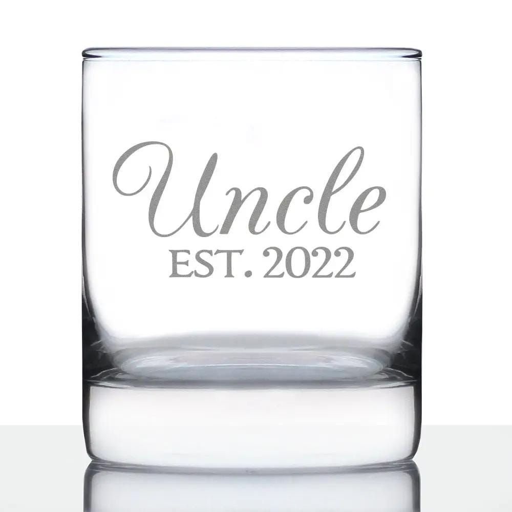Etched Rocks Glass | 10.25 oz Whiskey Glass | Dishwasher Safe | Uncle Est 2022 (Style 2)