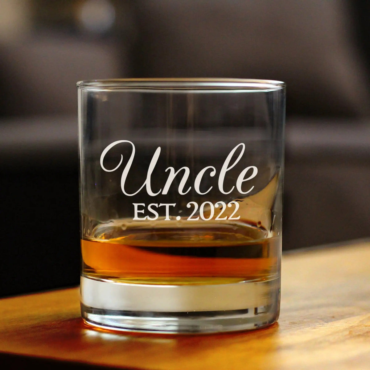 Etched Rocks Glass | 10.25 oz Whiskey Glass | Dishwasher Safe | Uncle Est 2022 (Style 2)