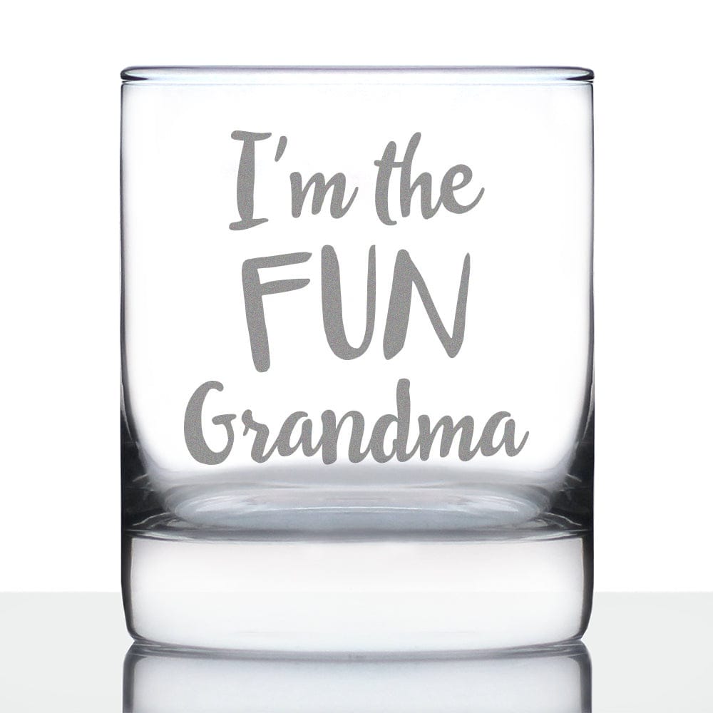 Etched Rocks Glass | 10.25 oz Whiskey Glass | Dishwasher Safe | Fun Grandma